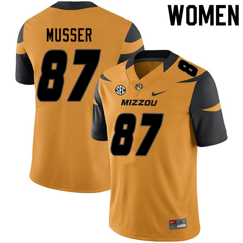 Women #87 Cade Musser Missouri Tigers College Football Jerseys Sale-Yellow
